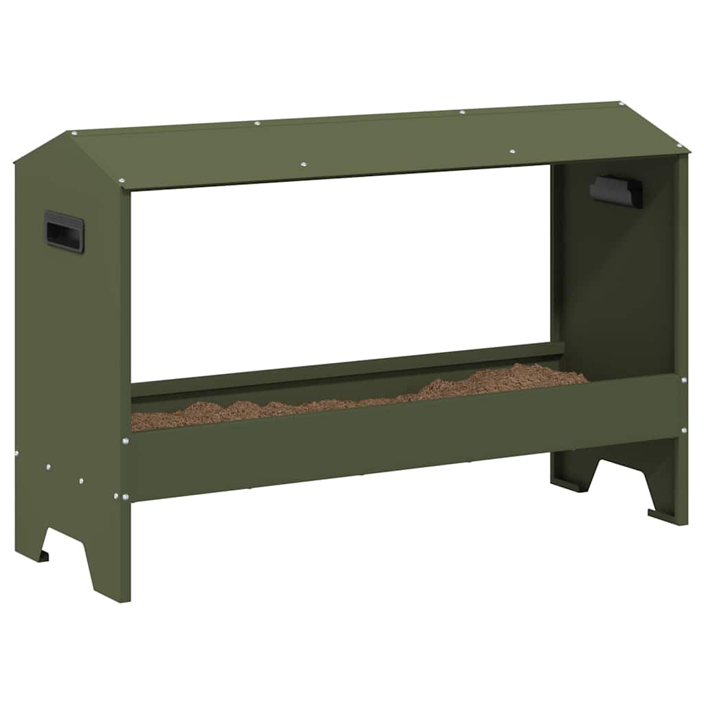 Kylling Fôringsrenne Olivengrønn 81 x 32 x 53,5 cm