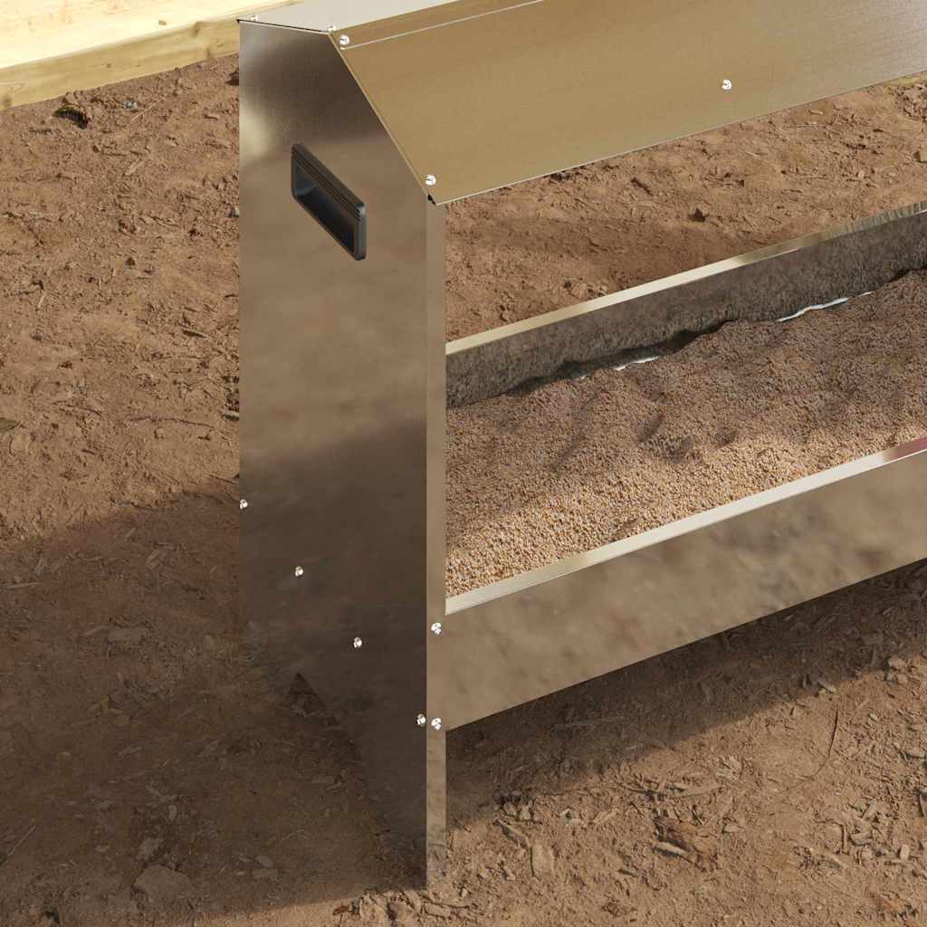 Kylling Fôringsrenne sølv 81 x 32 x 53,5 cm Galvanisert Stål