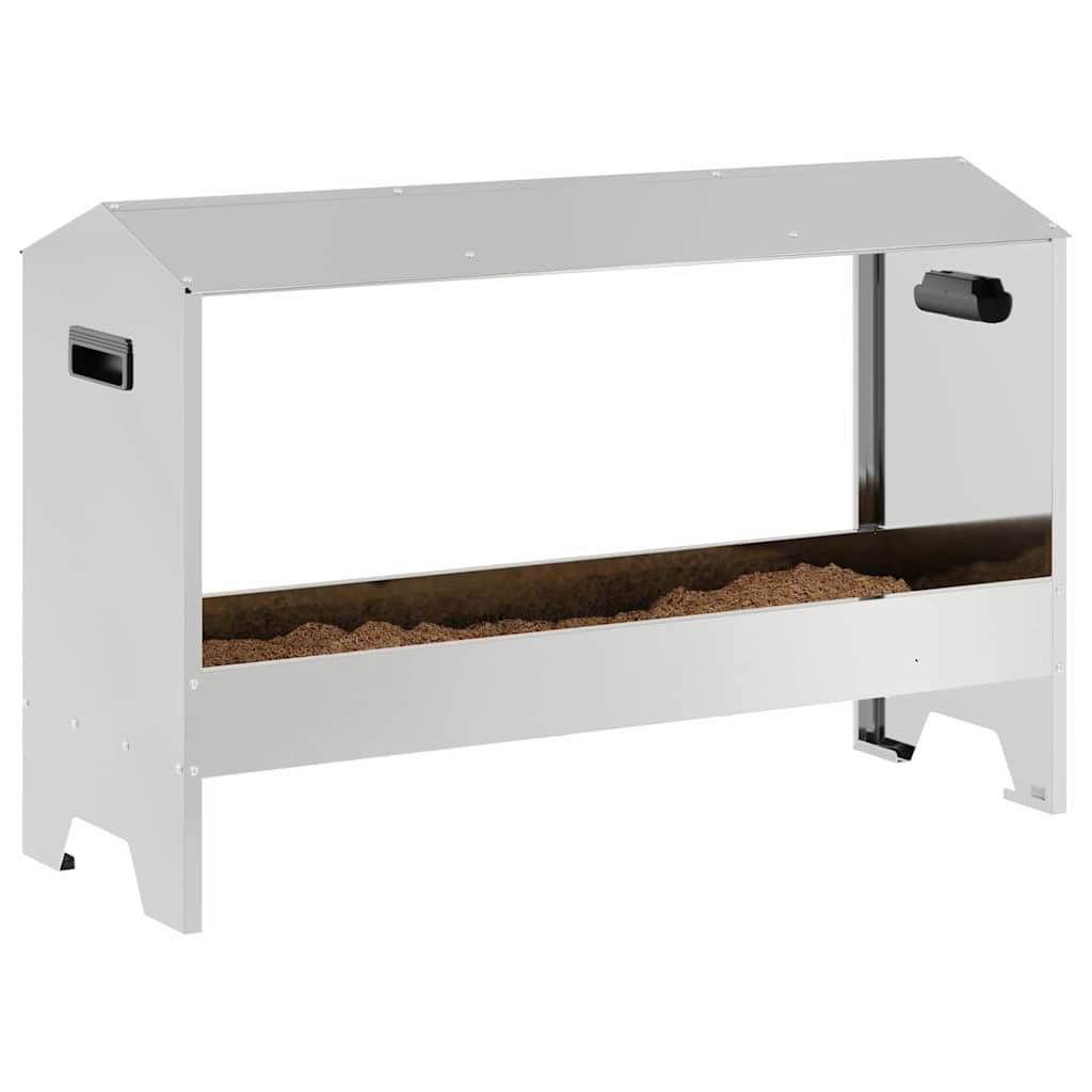 Kylling Fôringsrenne sølv 81 x 32 x 53,5 cm Galvanisert Stål
