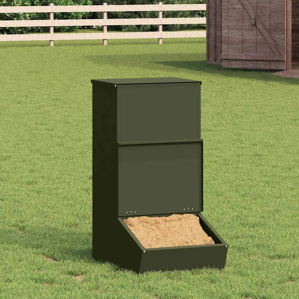 Fôringsautomat for Svin Olivengrønn 55 x 38 x 76 cm