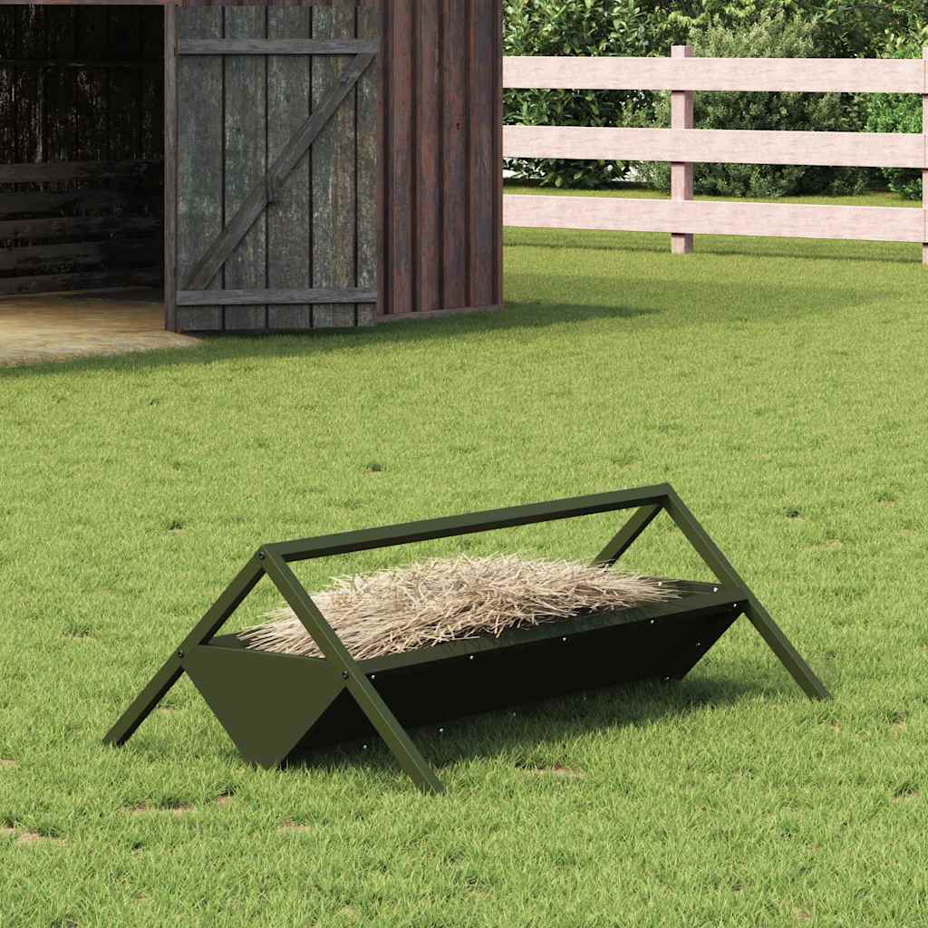 Fôringsgrøft for husdyr Olivengrønn 111 x 76 x 38 cm