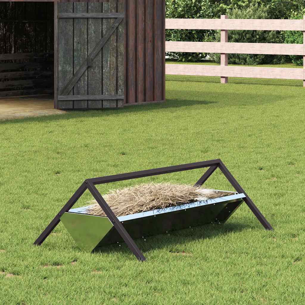 Fôringsgrøft for husdyr sølv 111 x 76 x 38 cm Galvanisert Stål