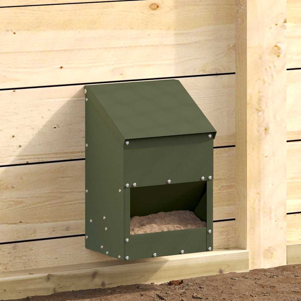 Hønsefutteral Olivengrønn 21 x 16 x 33 cm Kaldvalsget Stål