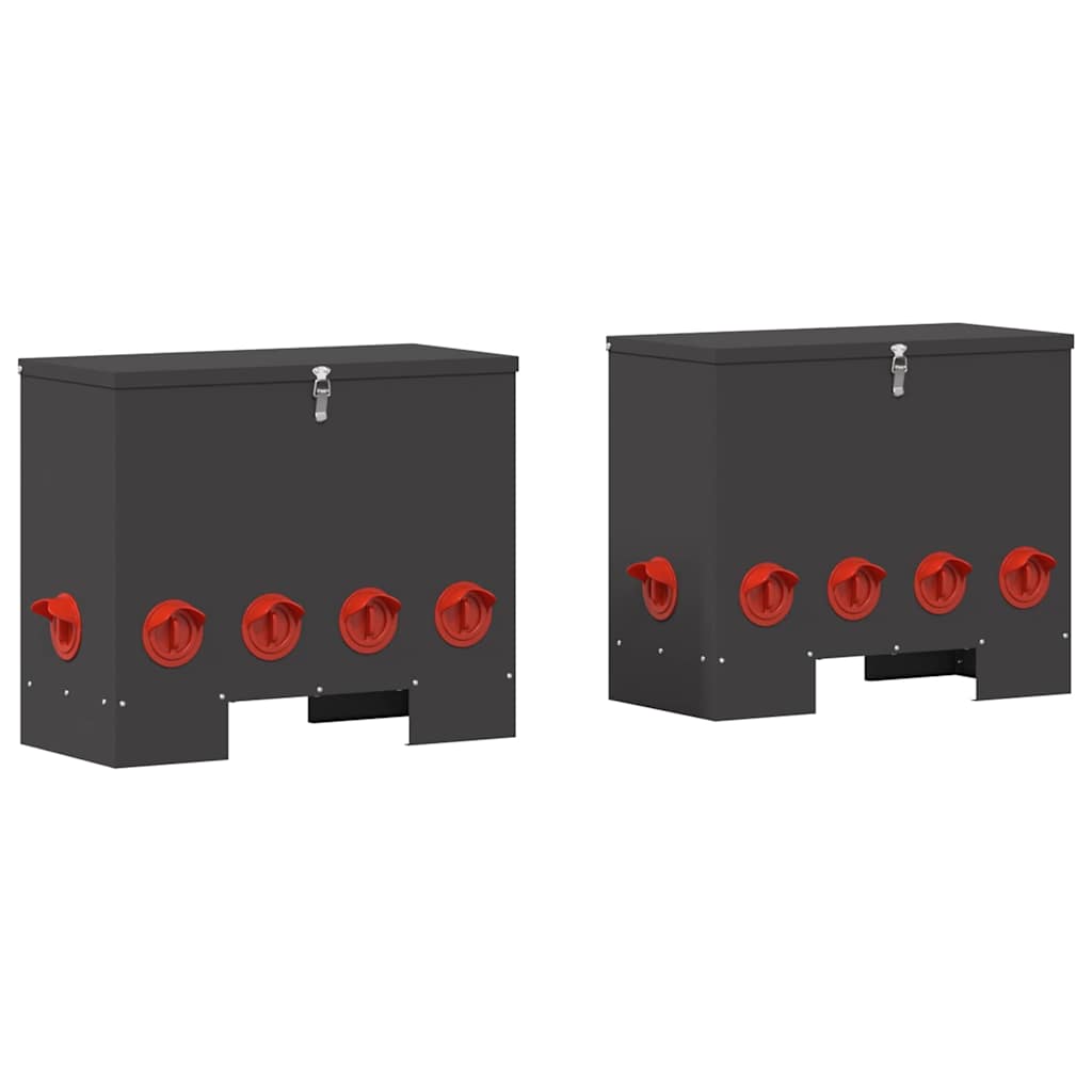 Hønsefutteral 2 pcs Svart 60,5 x 29 x 51 cm Kaldvalsget Stål