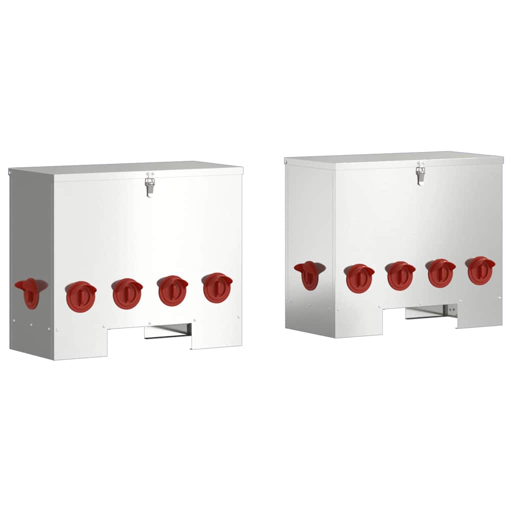 Hønsefutteral 2 pcs sølv 60,5 x 29 x 51 cm Galvanisert Stål