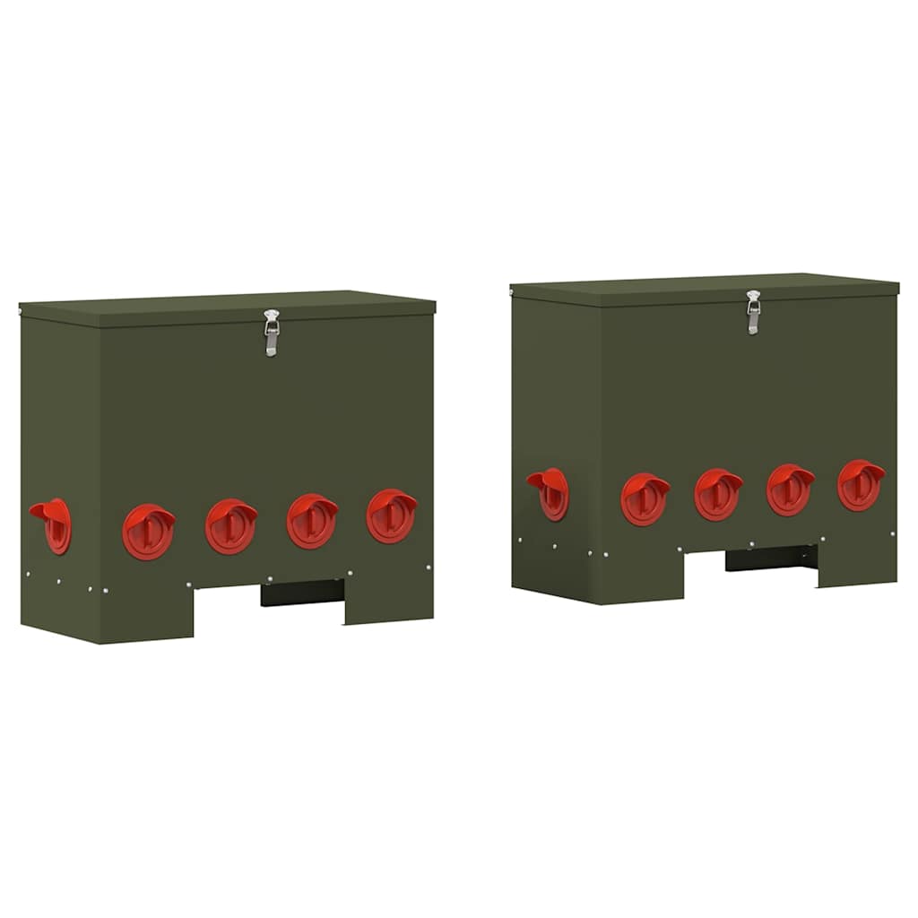 Hønsefutteral 2 pcs Olivengrønn 60,5 x 29 x 51 cm