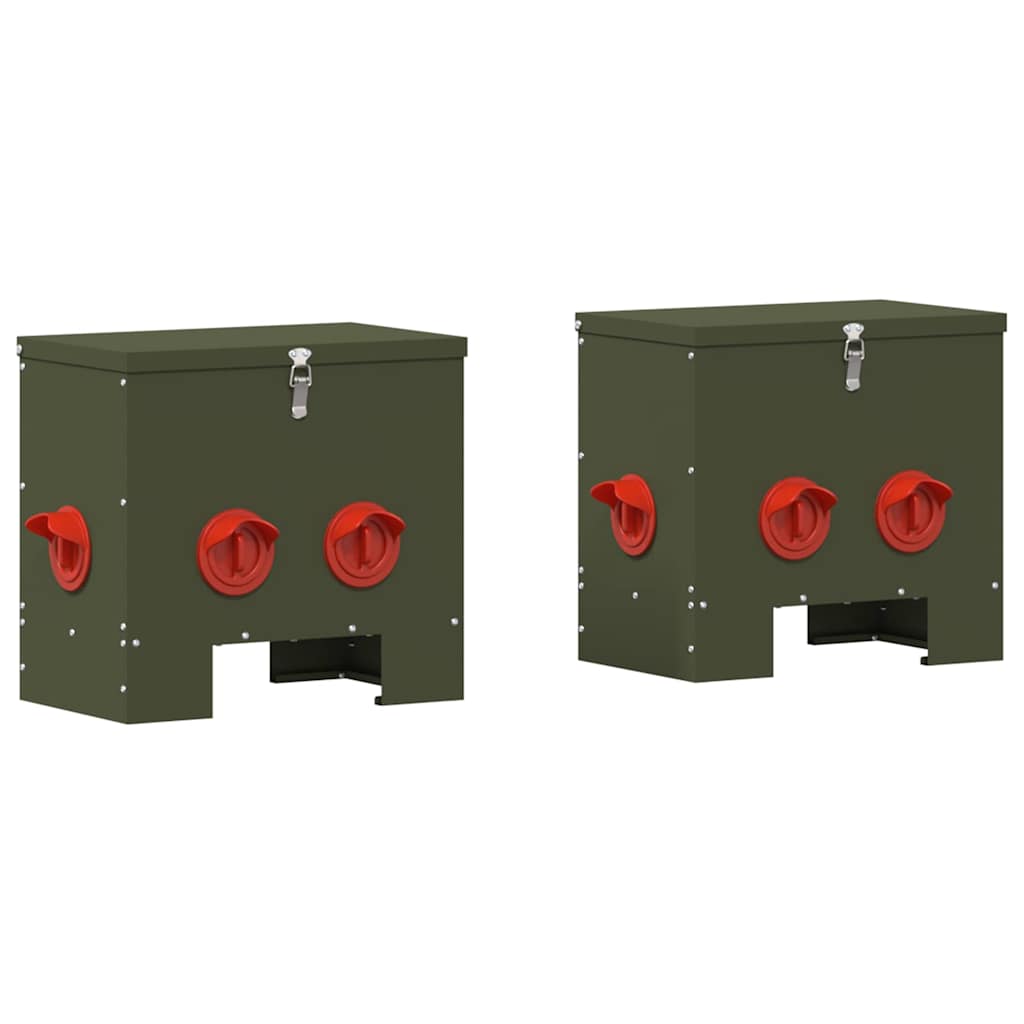 Hønsefutteral 2 pcs Olivengrønn 40,5 x 25 x 38 cm