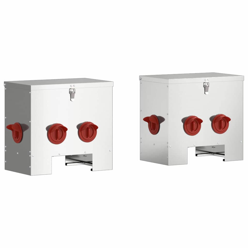 Hønsefutteral 2 pcs sølv 40,5 x 25 x 38 cm Galvanisert Stål