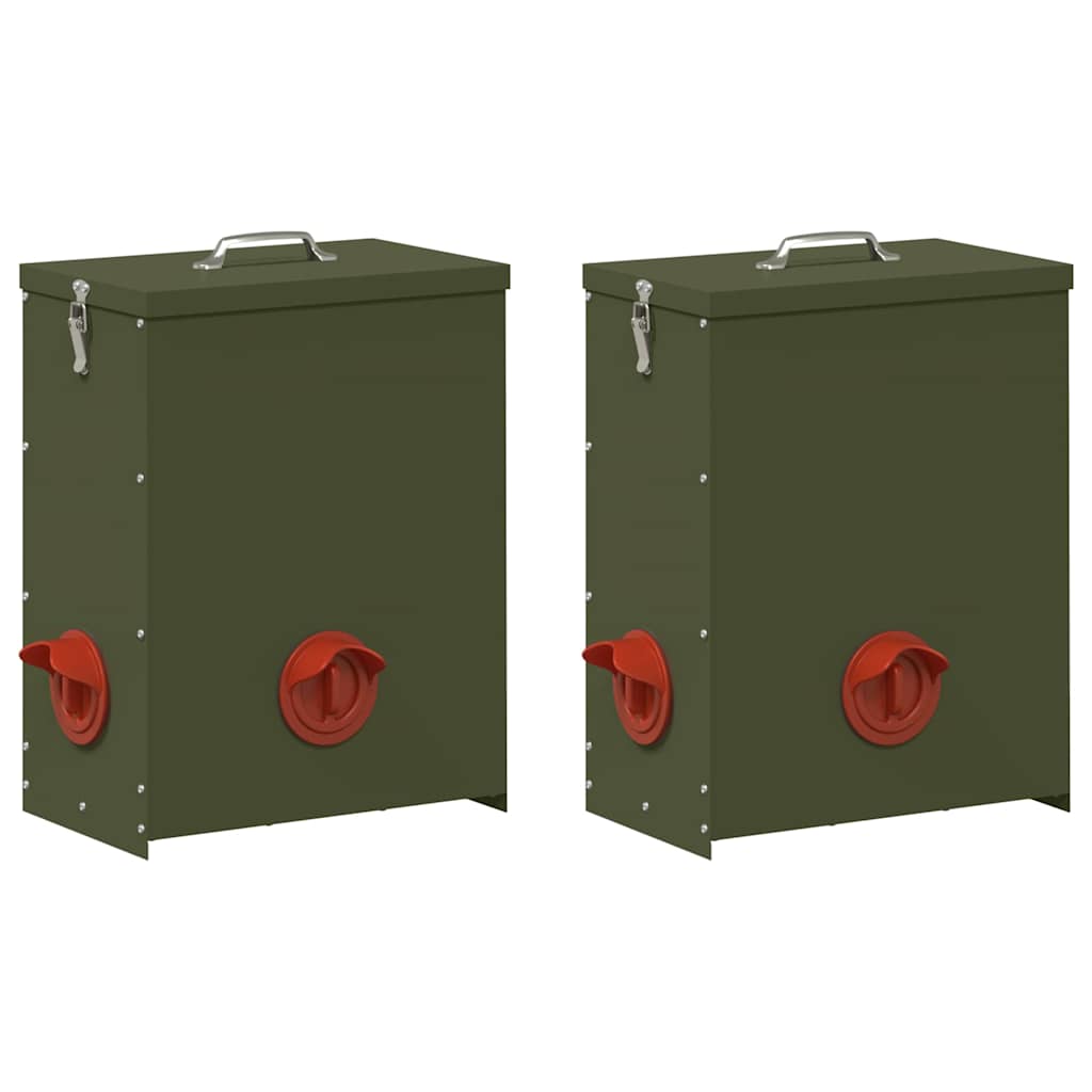 Hønsefutteral 2 pcs Olivengrønn 32,5 x 20,5 x 43 cm