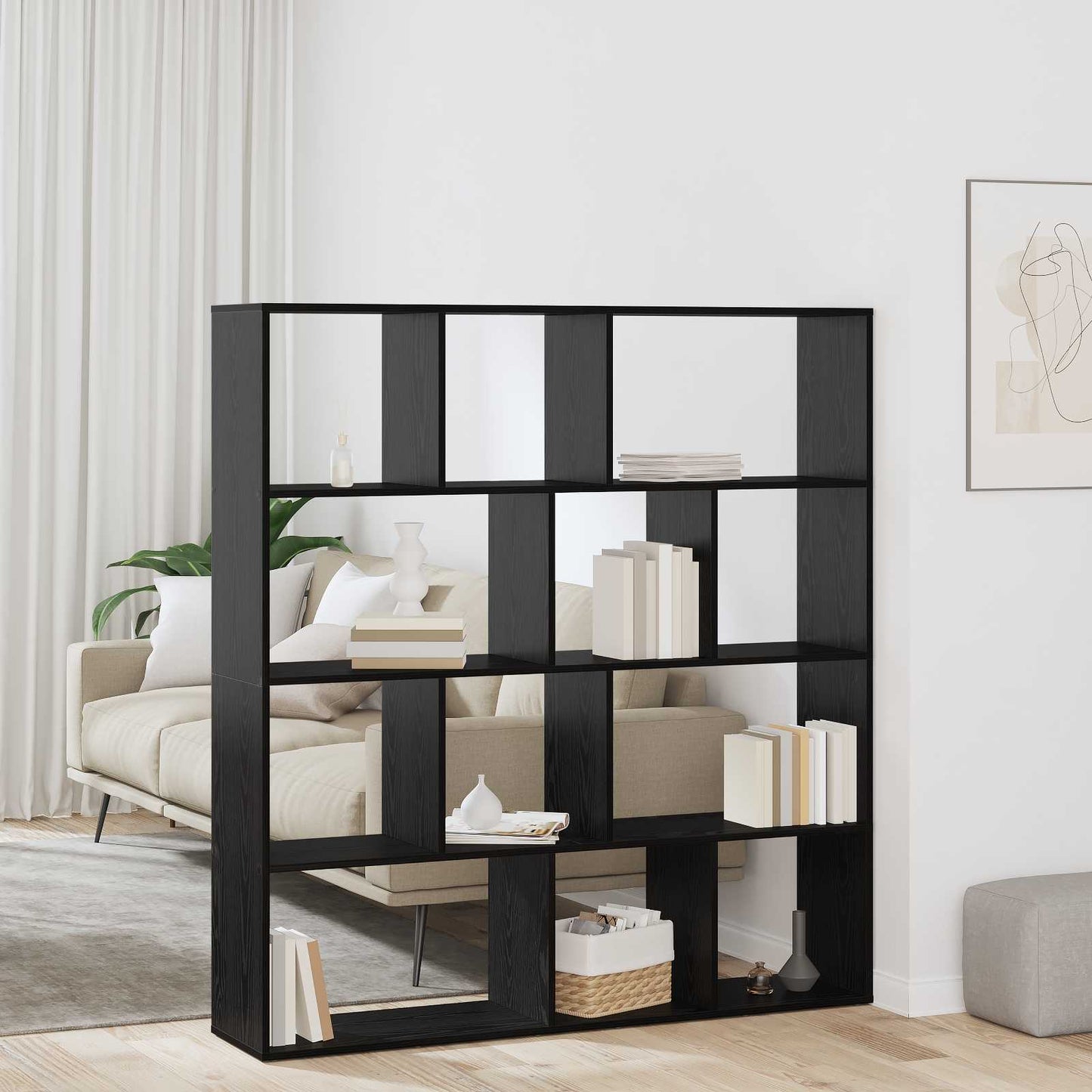 Bokskap Svart Eik 132 x 29 x 141,5 cm Konstruert tre