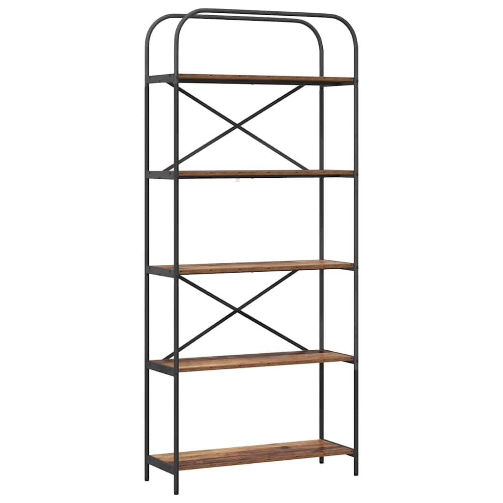Bokhylle 5 nivåer 80 x 30 x 183 cm Konstruert tre Gammelt tre