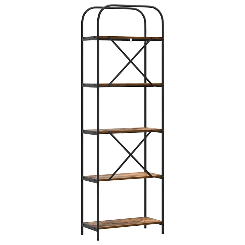 Bokhylle 5 nivåer 60 x 30 x 183 cm Konstruert tre Gammelt tre