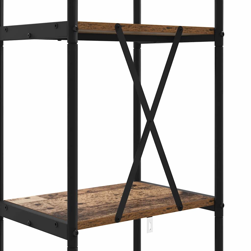 Bokhylle 5 nivåer 40 x 30 x 183 cm Konstruert tre Gammelt tre