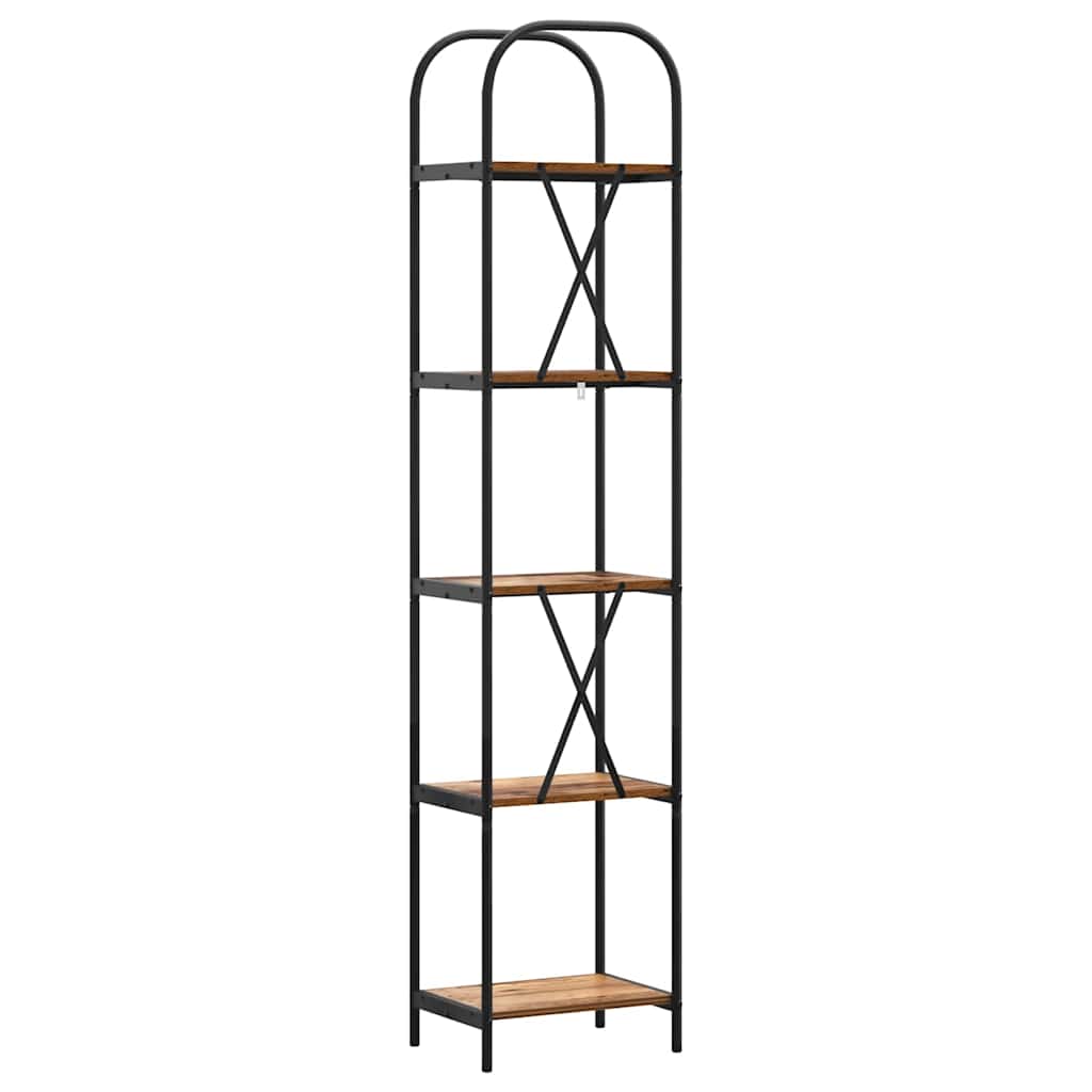 Bokhylle 5 nivåer 40 x 30 x 183 cm Konstruert tre Gammelt tre