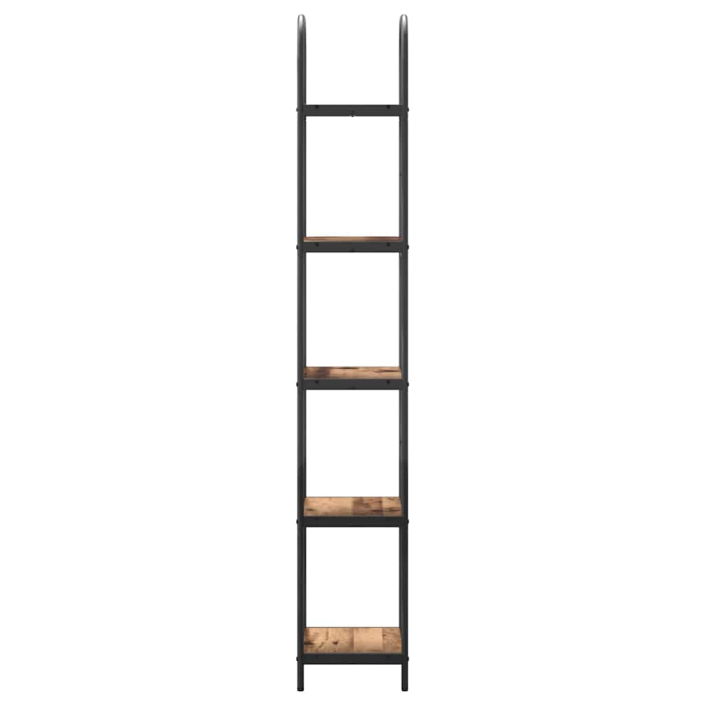 Bokhylle 5 nivåer 40 x 30 x 183 cm Konstruert tre Gammelt tre