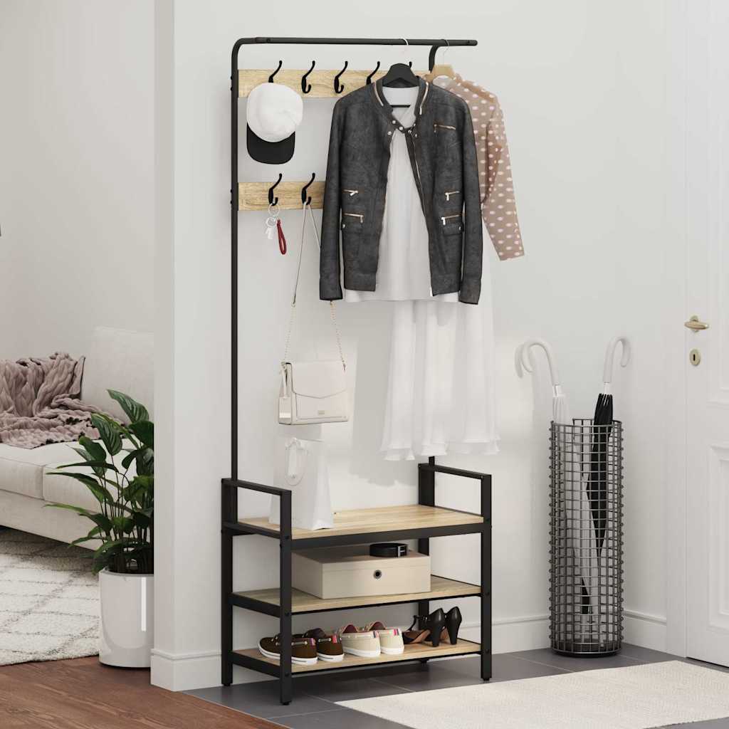Kleshenger med hylle Sonoma eik 75 x 34 x 184 cm Konstruert tre