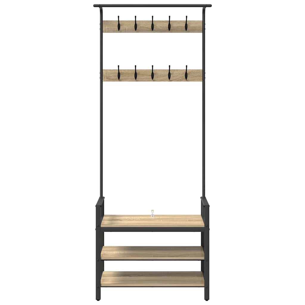 Kleshenger med hylle Sonoma eik 75 x 34 x 184 cm Konstruert tre