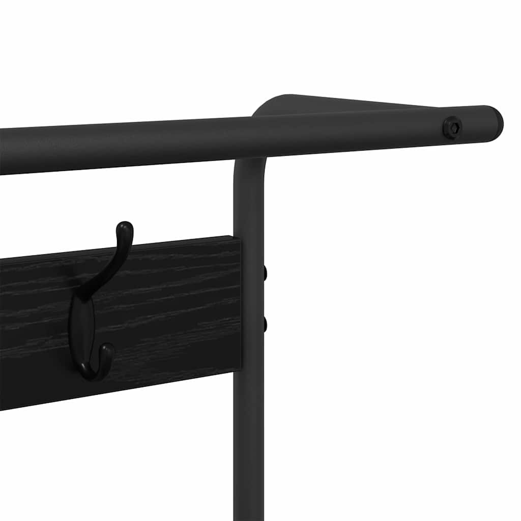 Kleshenger med hylle Svart eik 95 x 34 x 184 cm Konstruert tre