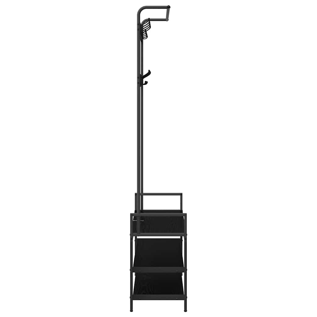 Kleshenger med hylle Svart eik 95 x 34 x 184 cm Konstruert tre