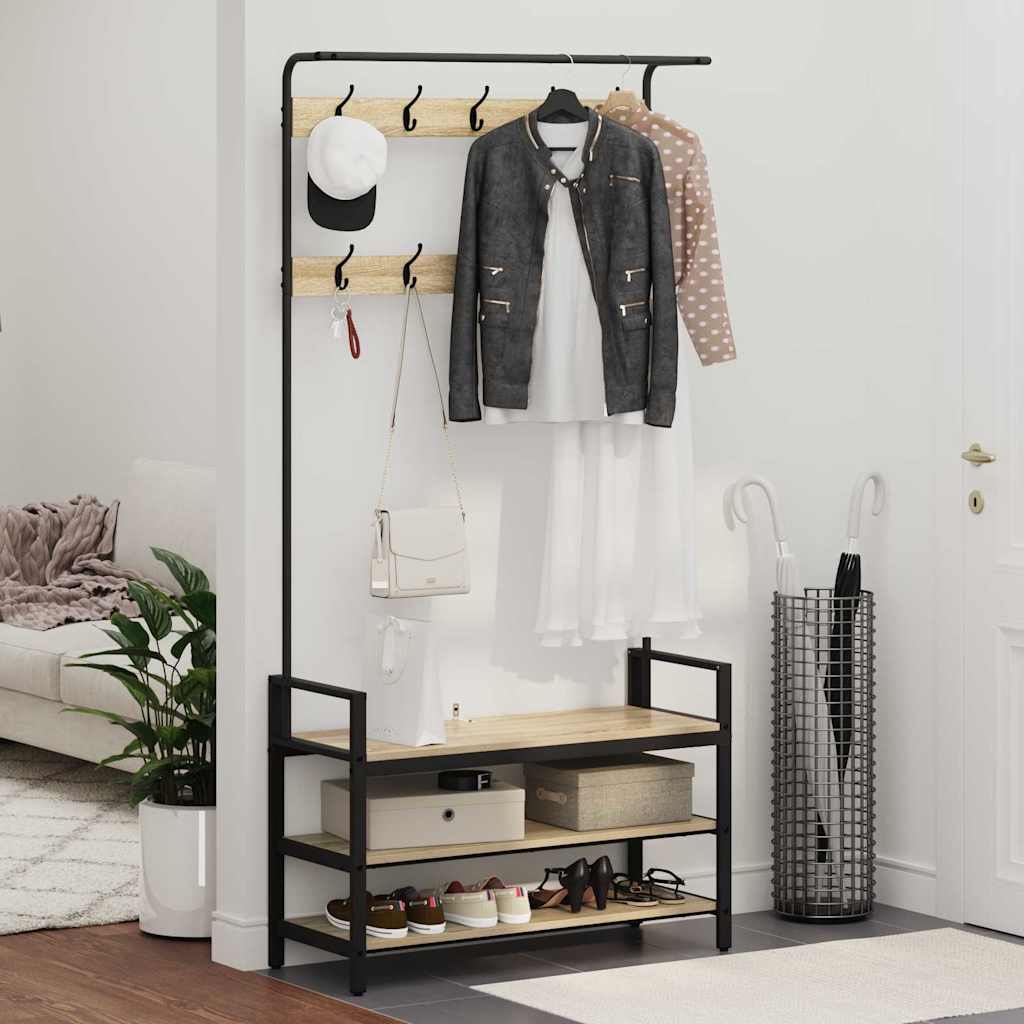 Kleshenger med hylle Sonoma eik 95 x 34 x 184 cm Konstruert tre