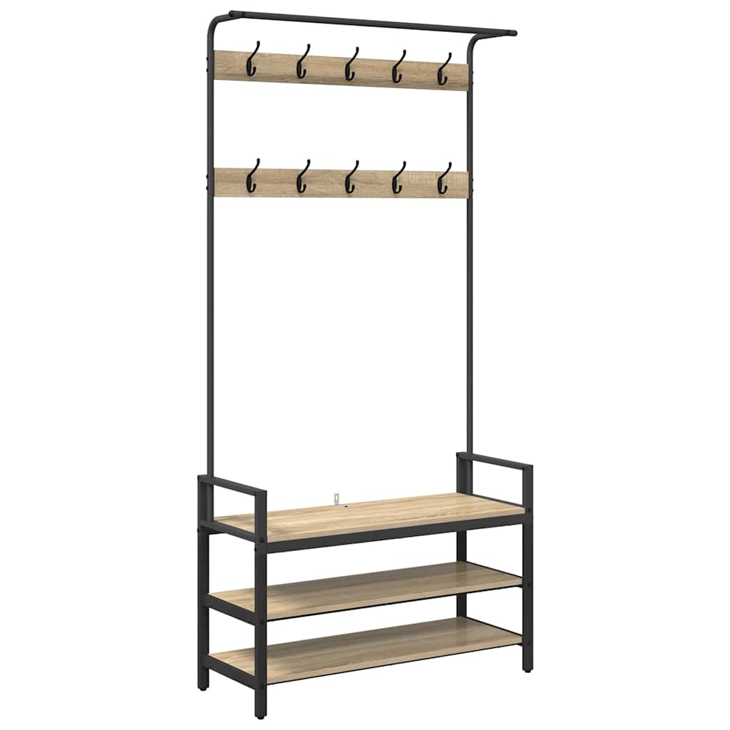 Kleshenger med hylle Sonoma eik 95 x 34 x 184 cm Konstruert tre