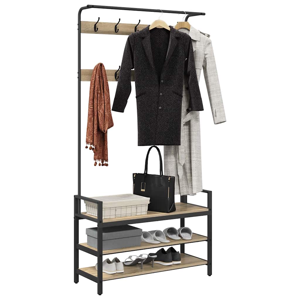 Kleshenger med hylle Sonoma eik 95 x 34 x 184 cm Konstruert tre