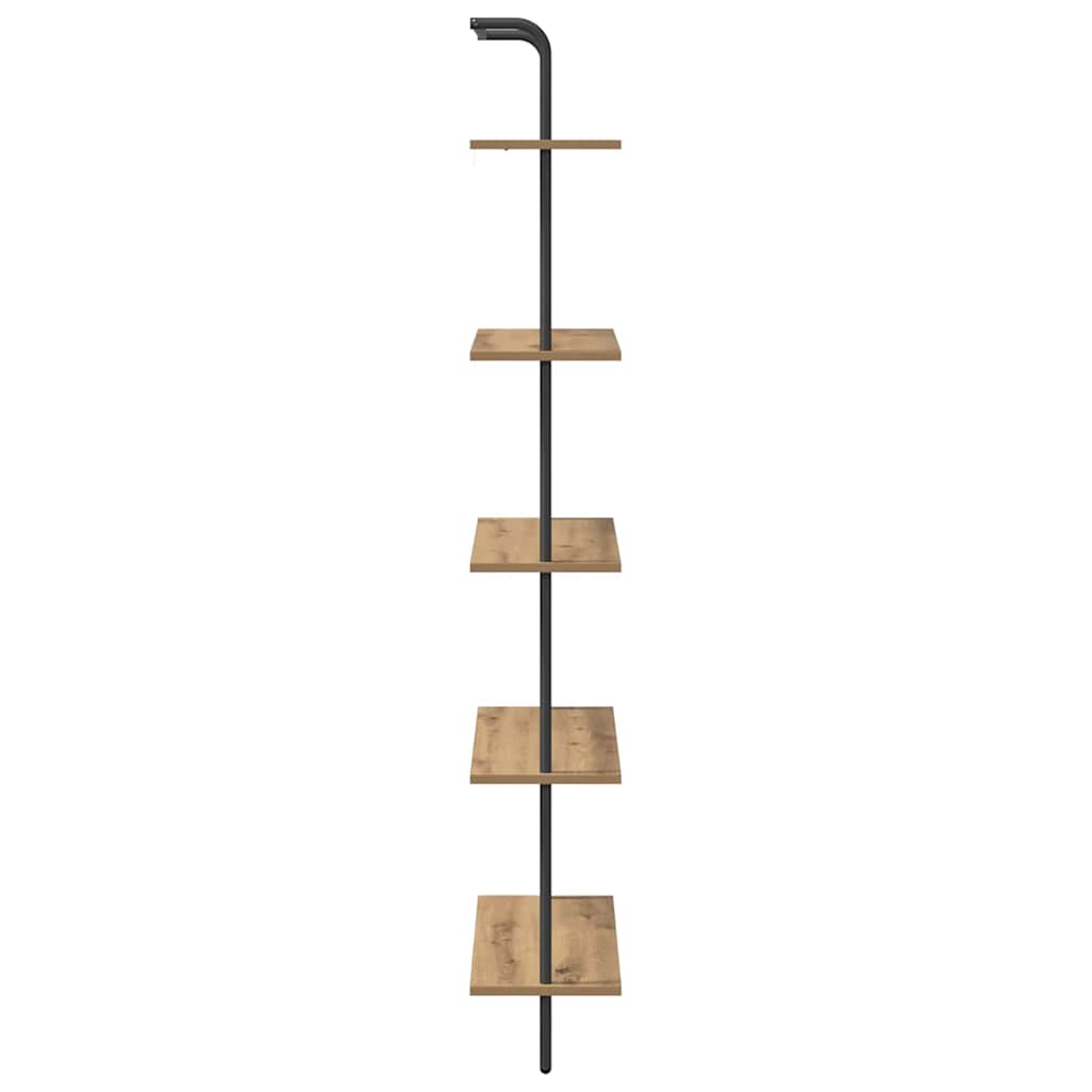 Bokhylle 5 nivåer 60 x 24 x 168 cm Konstruert tre Artisan Eik
