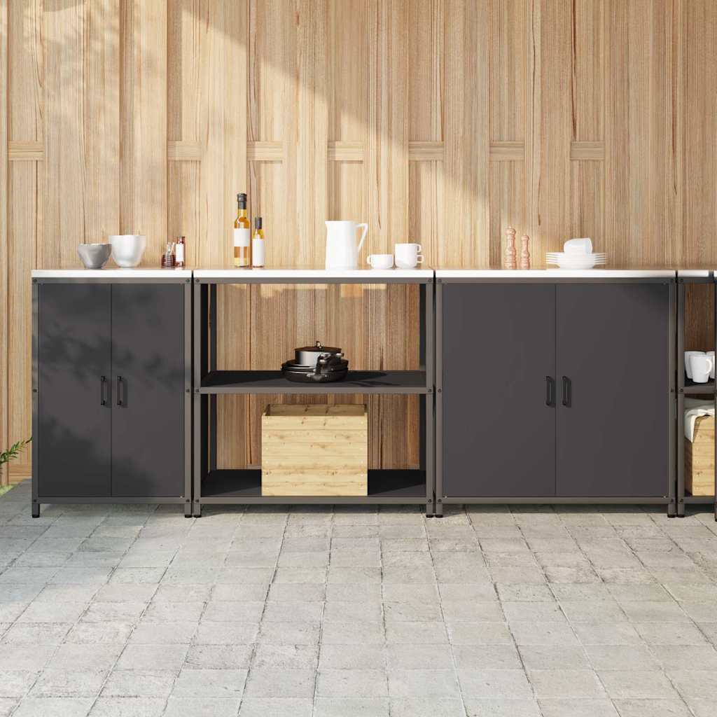 Kjøkkenoppbevaringssett med hylle 3 pcs Svart 240 x 50 x 92 cm