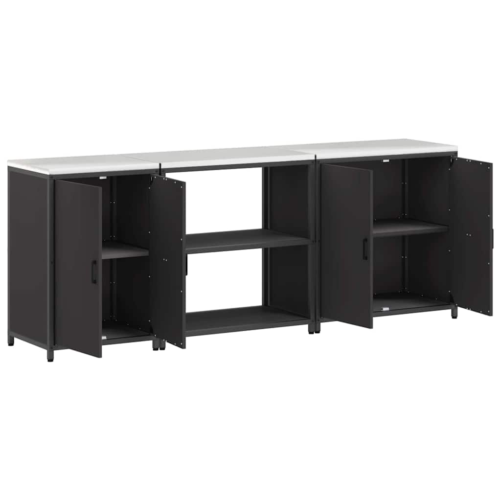 Kjøkkenoppbevaringssett med hylle 3 pcs Svart 240 x 50 x 92 cm