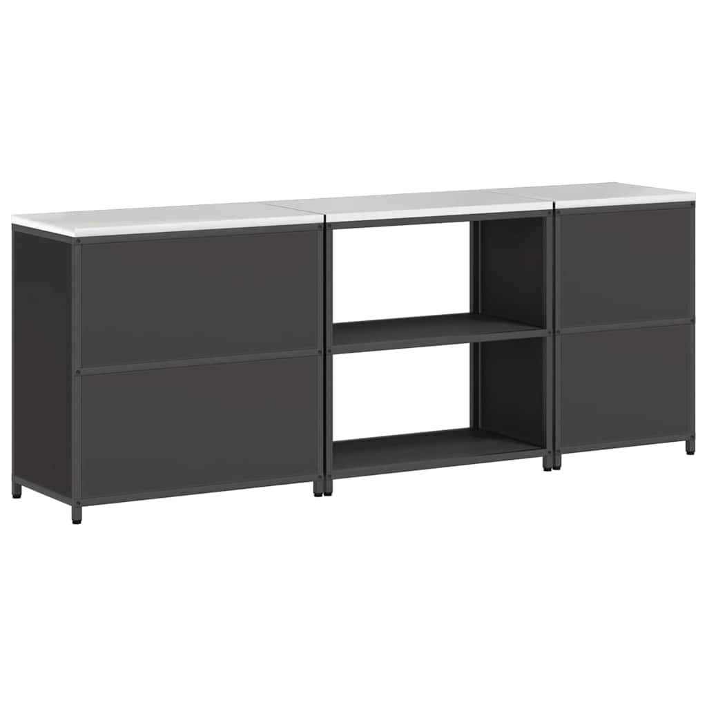 Kjøkkenoppbevaringssett med hylle 3 pcs Svart 240 x 50 x 92 cm