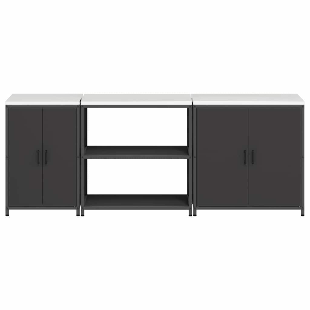 Kjøkkenoppbevaringssett med hylle 3 pcs Svart 240 x 50 x 92 cm