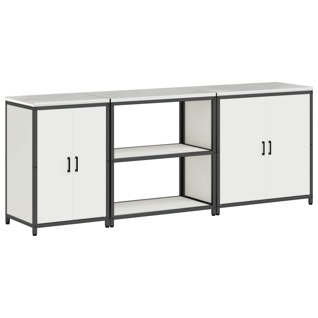 Kjøkkenoppbevaringssett med hylle 3 pcs Hvit 240 x 50 x 92 cm