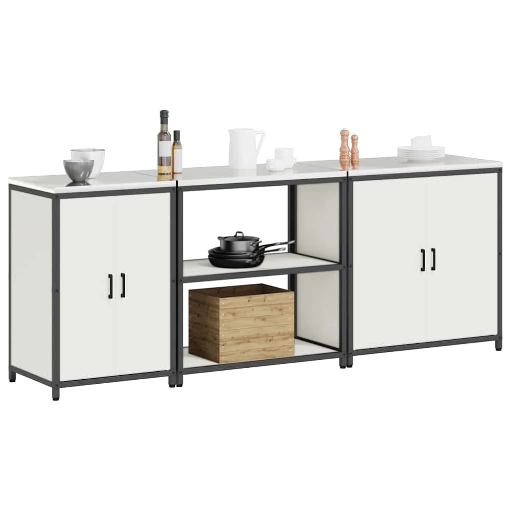 Kjøkkenoppbevaringssett med hylle 3 pcs Hvit 240 x 50 x 92 cm