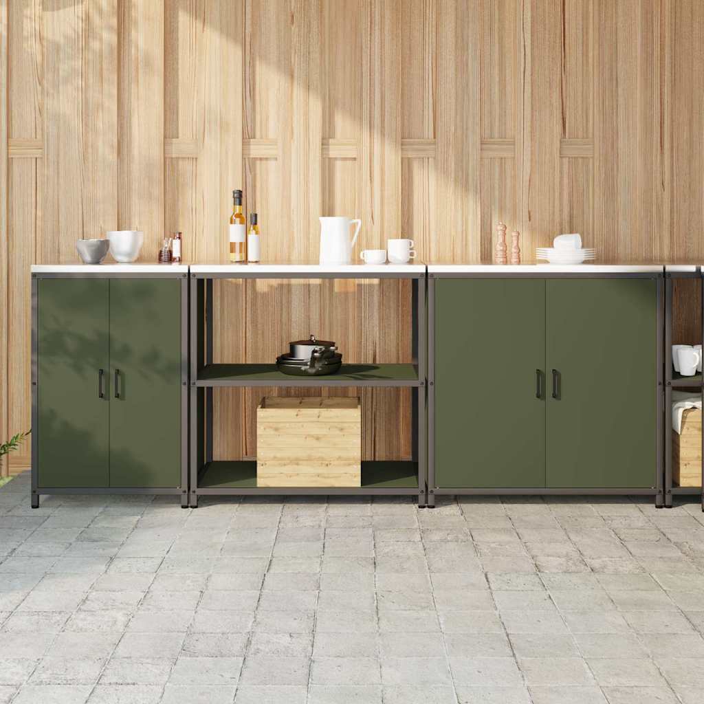Kjøkkenoppbevaringssett 3 pcs Olivengrønn 240 x 50 x 92 cm