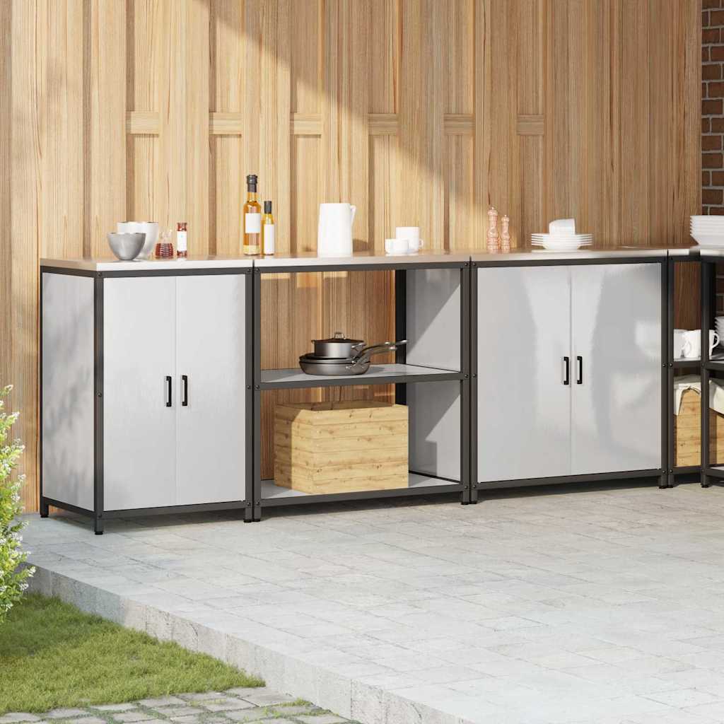 Kjøkkenoppbevaringssett med hylle 3 pcs sølv Rustfritt Stål