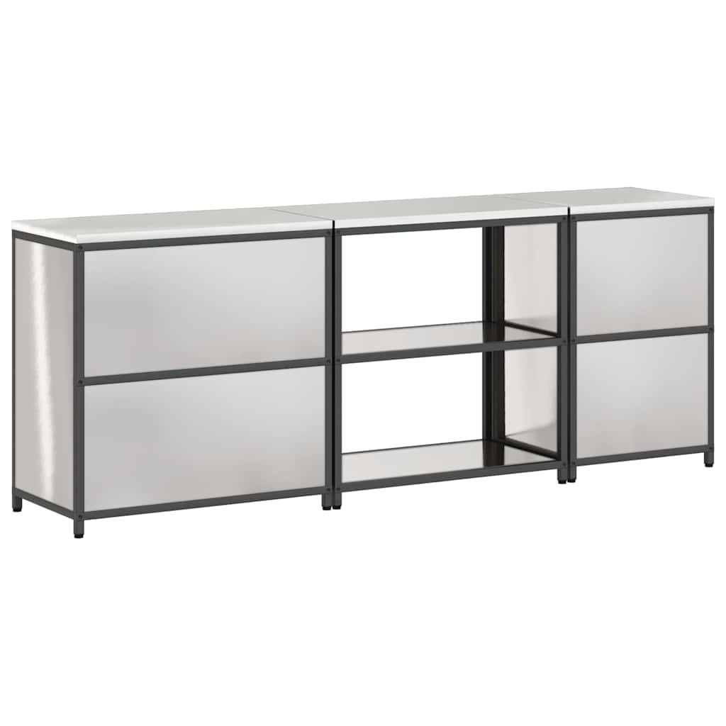 Kjøkkenoppbevaringssett med hylle 3 pcs Sølv 240 x 50 x 92 cm