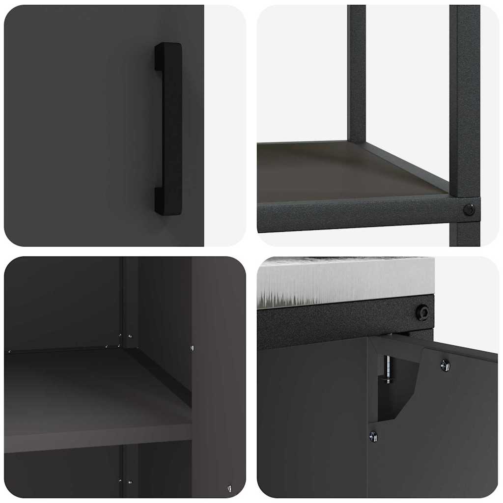 Kjøkkenoppbevaringssett med hylle 2 pcs Svart 150 x 50 x 92 cm