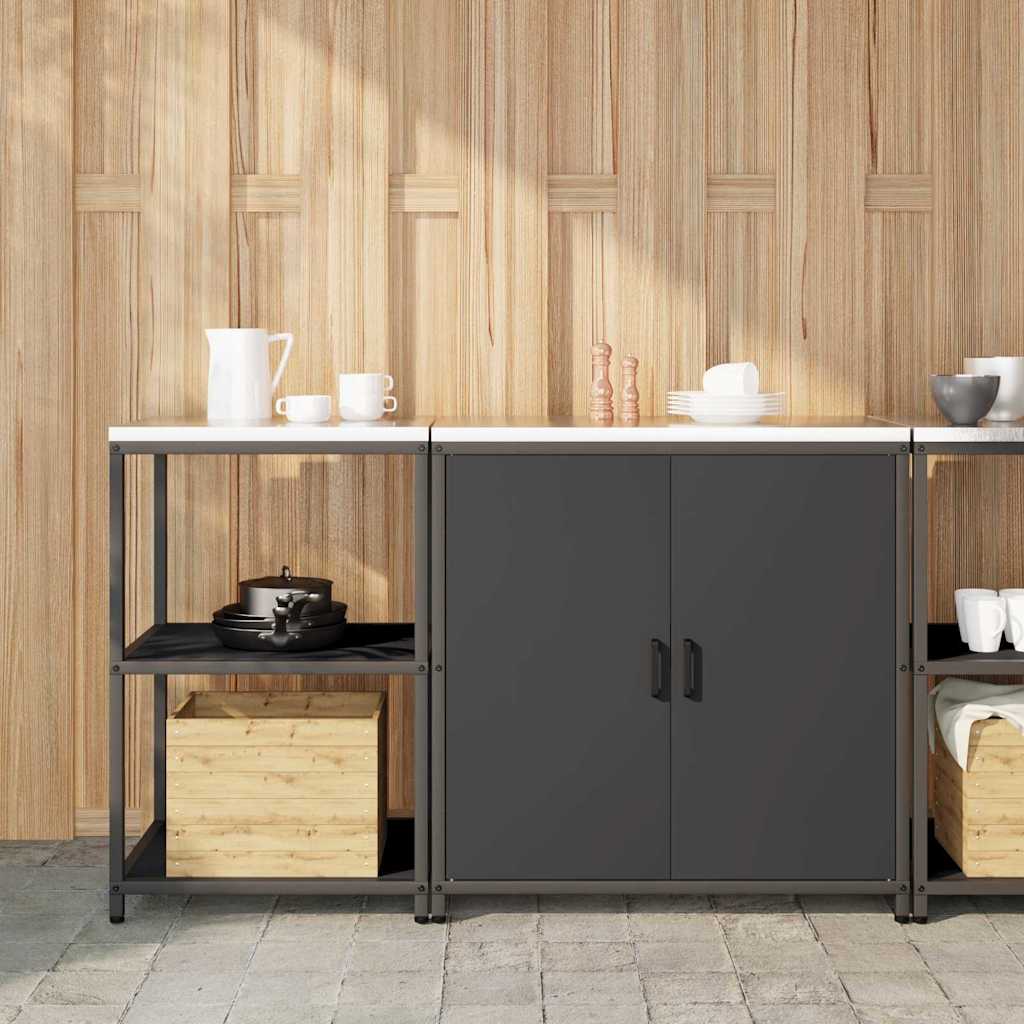 Kjøkkenoppbevaringssett med hylle 2 pcs Svart 150 x 50 x 92 cm