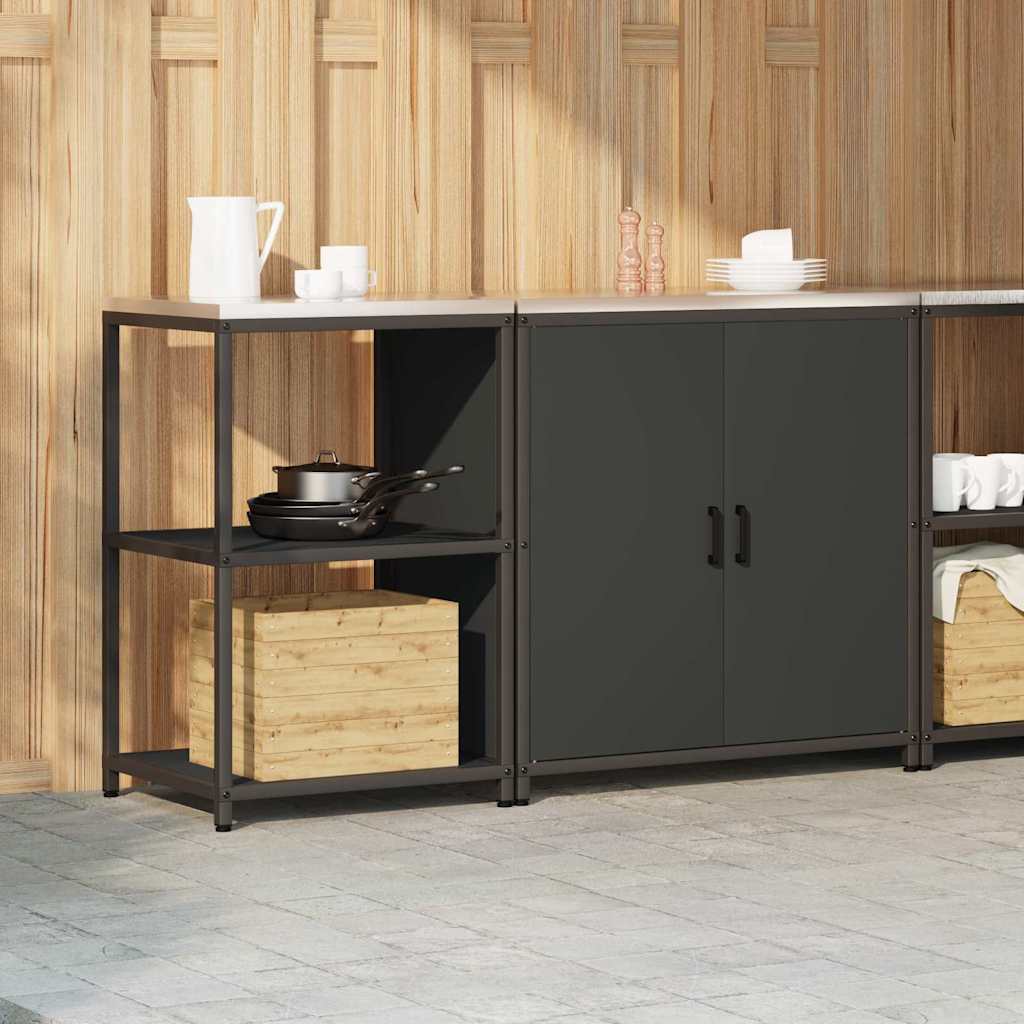 Kjøkkenoppbevaringssett med hylle 2 pcs Svart 150 x 50 x 92 cm