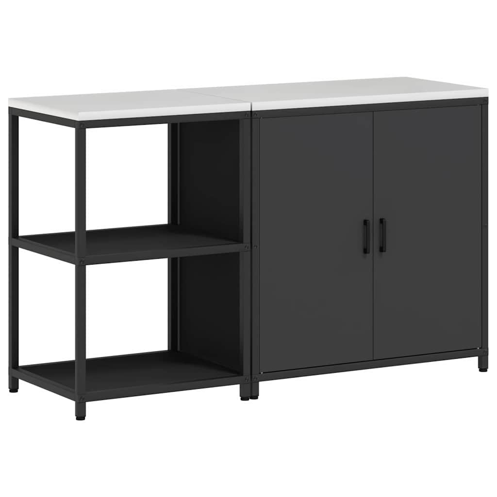 Kjøkkenoppbevaringssett med hylle 2 pcs Svart 150 x 50 x 92 cm