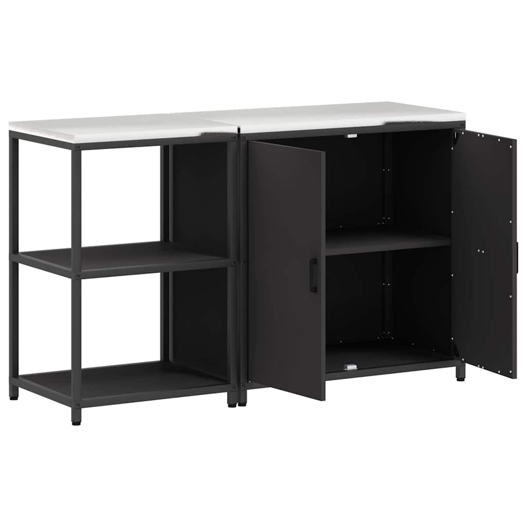 Kjøkkenoppbevaringssett med hylle 2 pcs Svart 150 x 50 x 92 cm