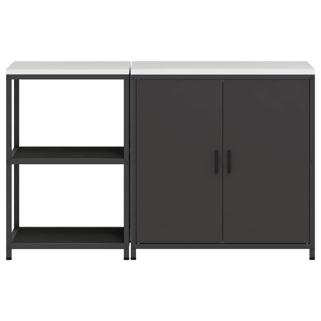 Kjøkkenoppbevaringssett med hylle 2 pcs Svart 150 x 50 x 92 cm