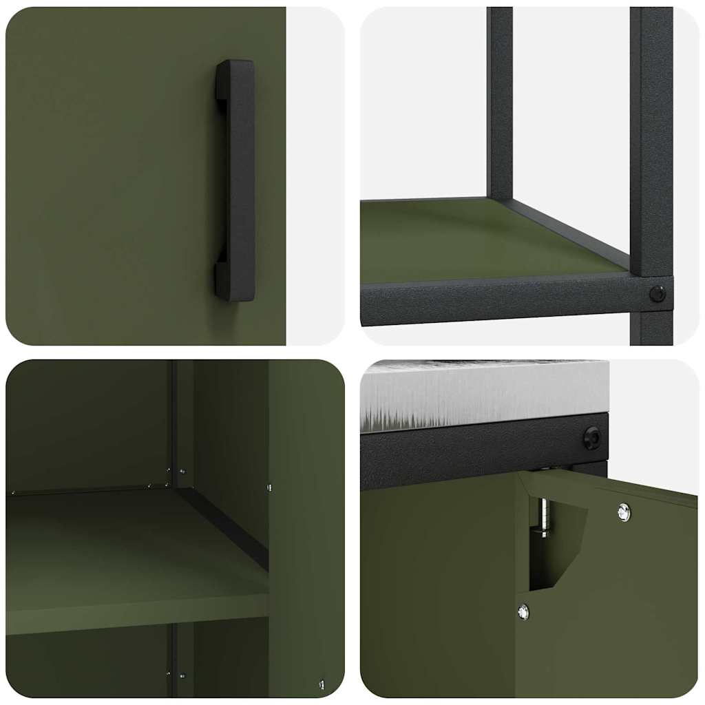 Kjøkkenoppbevaringssett 2 pcs Olivengrønn 150 x 50 x 92 cm