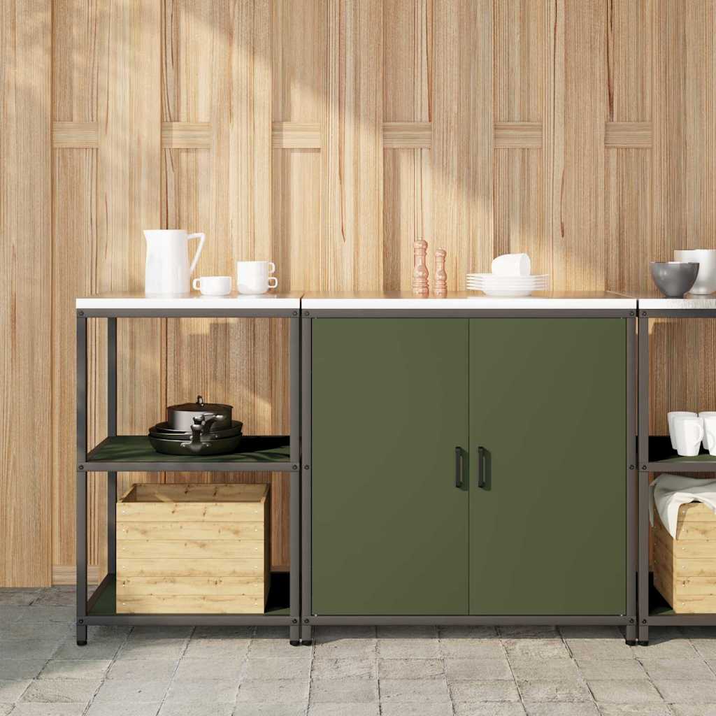 Kjøkkenoppbevaringssett 2 pcs Olivengrønn 150 x 50 x 92 cm