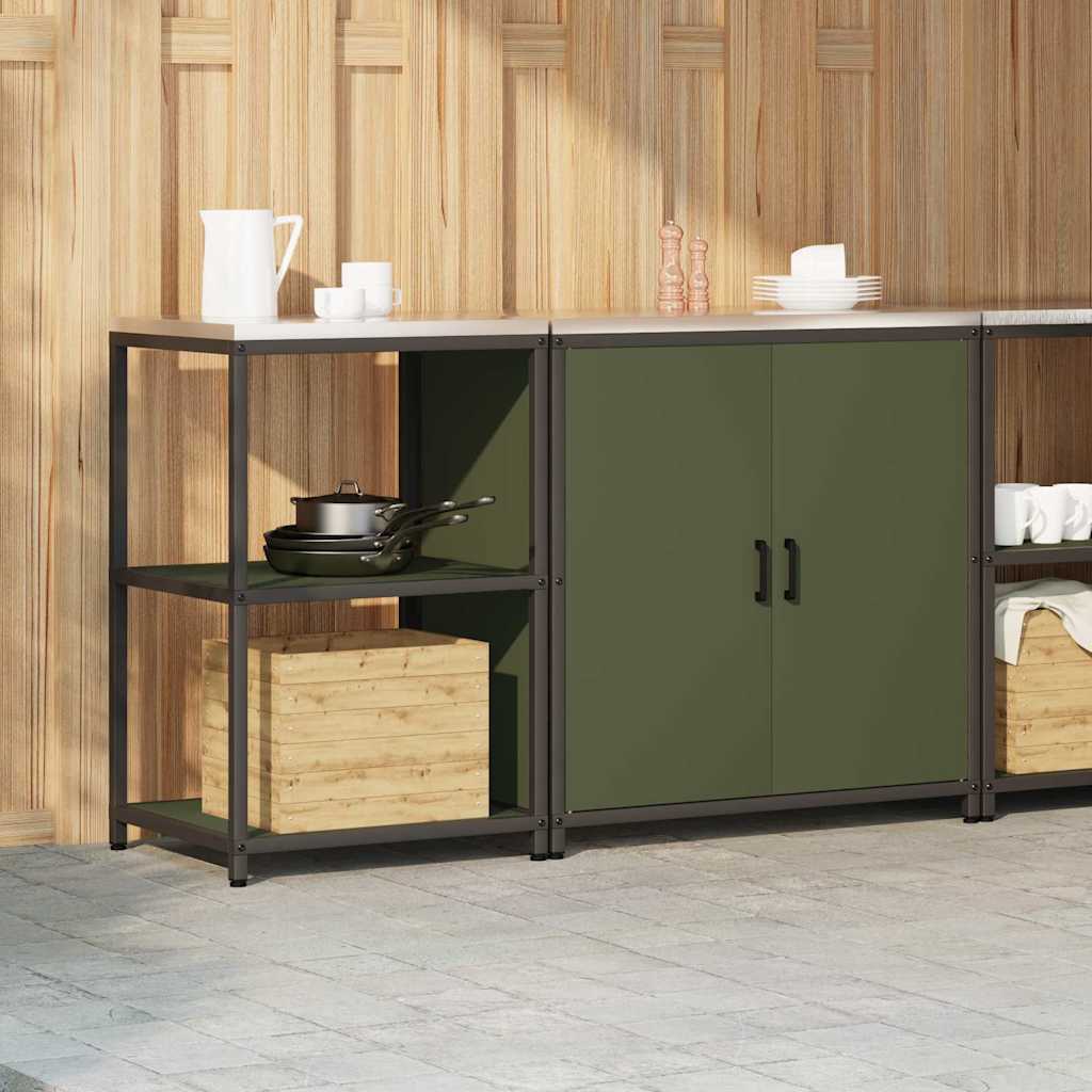 Kjøkkenoppbevaringssett 2 pcs Olivengrønn 150 x 50 x 92 cm