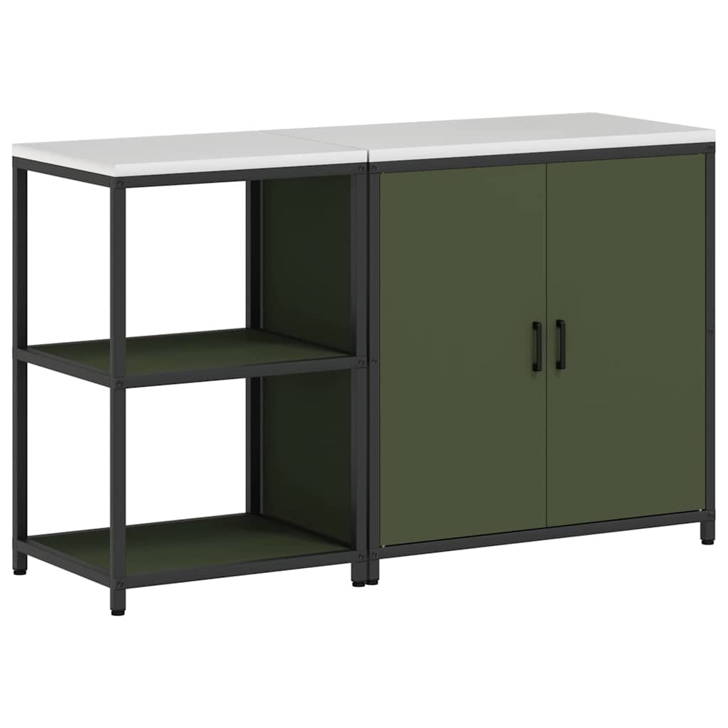 Kjøkkenoppbevaringssett 2 pcs Olivengrønn 150 x 50 x 92 cm