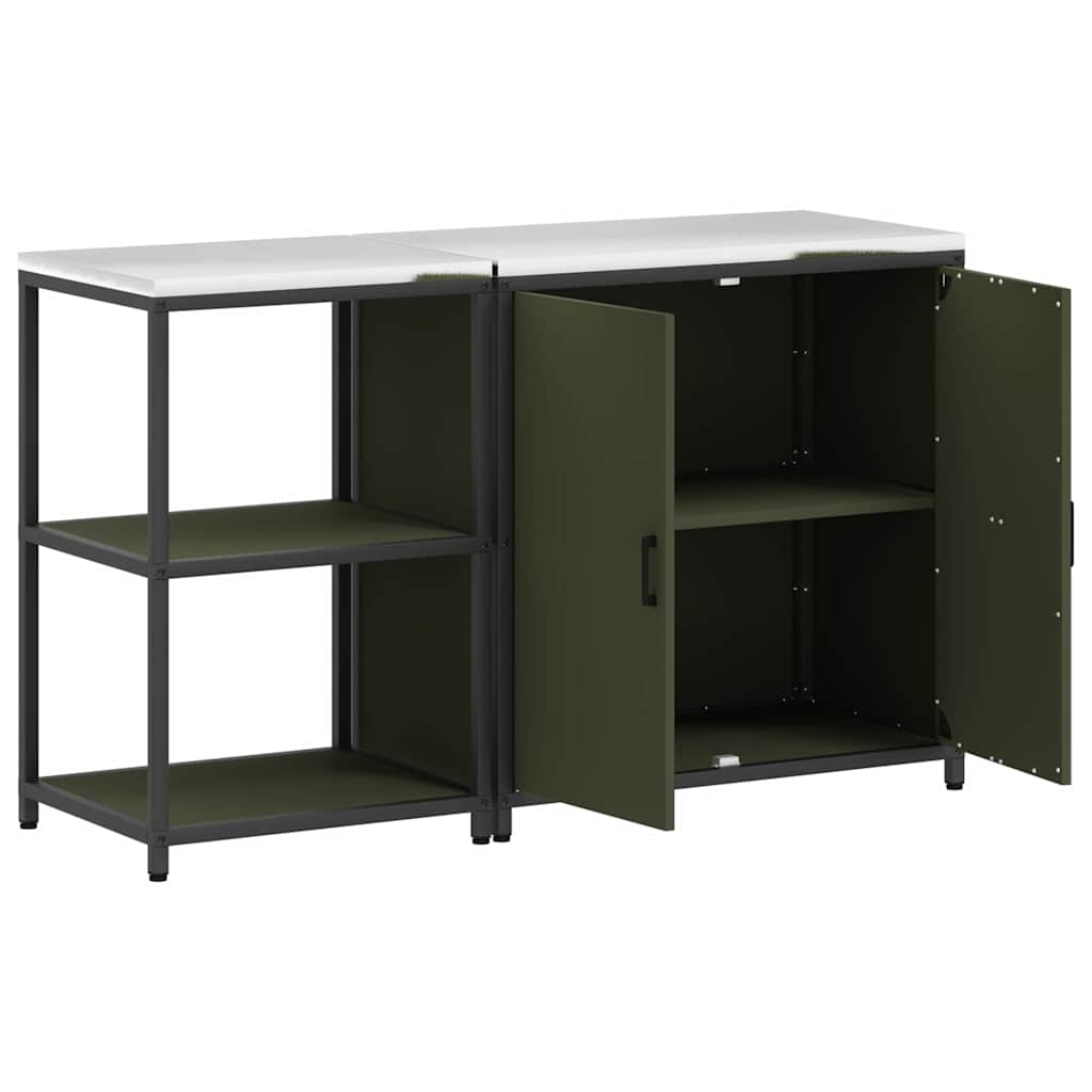 Kjøkkenoppbevaringssett 2 pcs Olivengrønn 150 x 50 x 92 cm