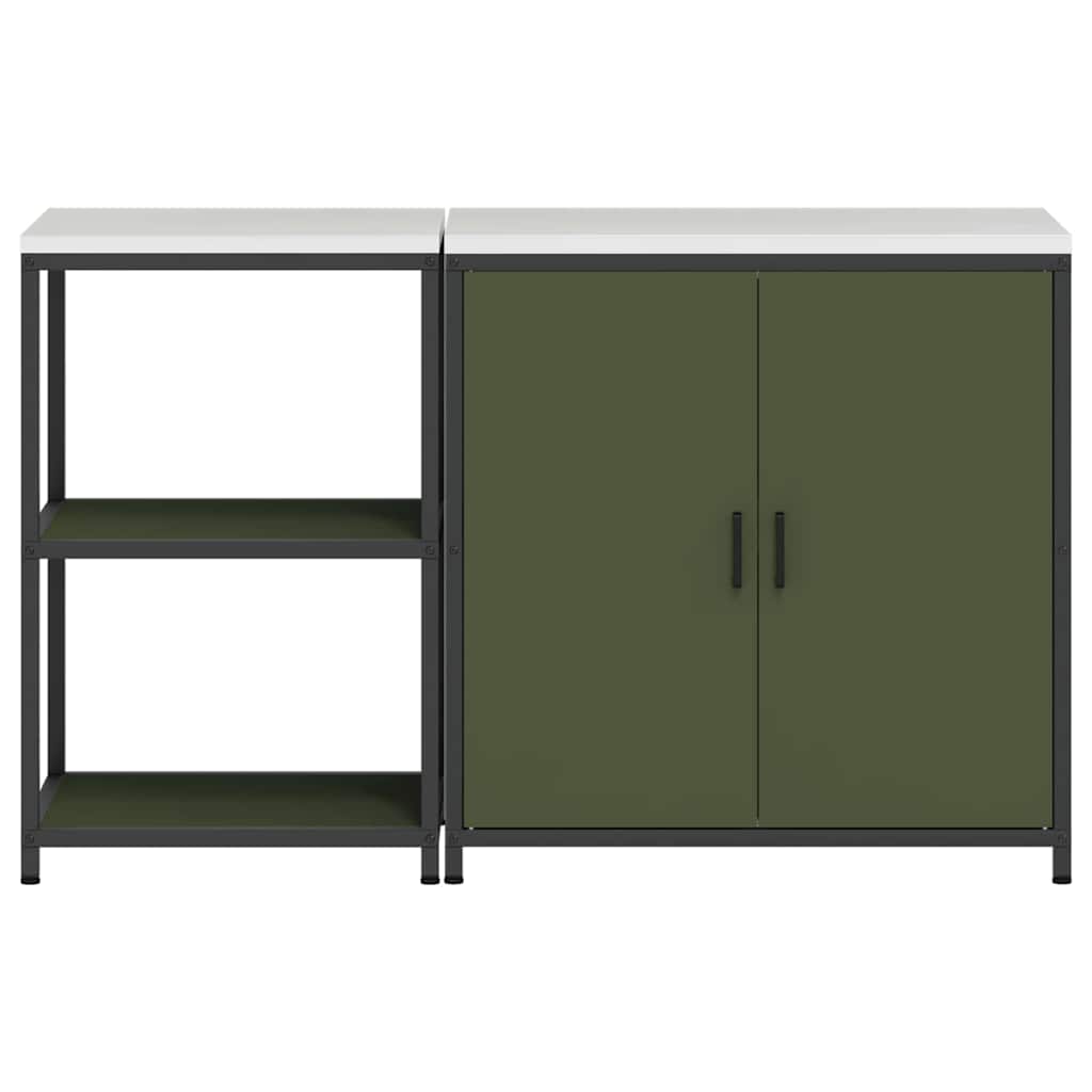 Kjøkkenoppbevaringssett 2 pcs Olivengrønn 150 x 50 x 92 cm