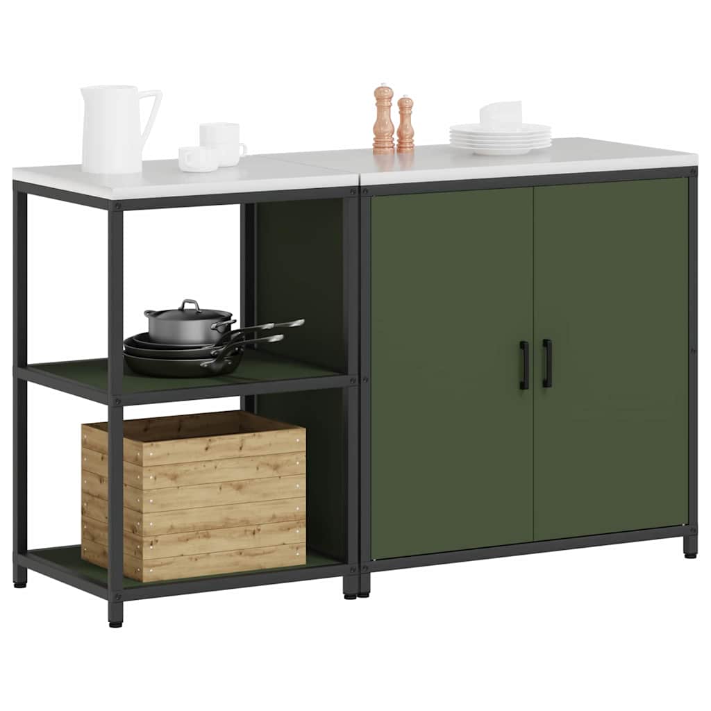 Kjøkkenoppbevaringssett 2 pcs Olivengrønn 150 x 50 x 92 cm