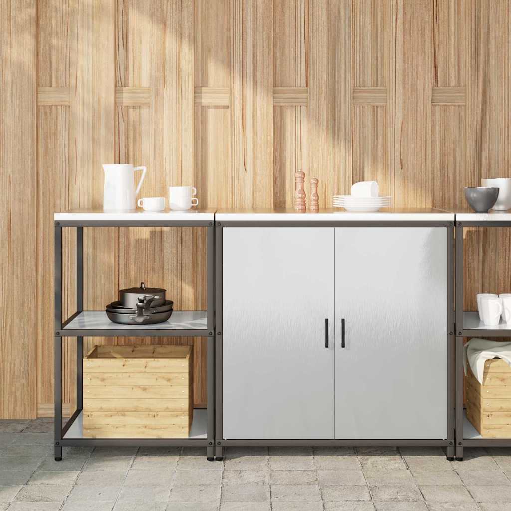Kjøkkenoppbevaringssett med hylle 2 pcs Sølv 150 x 50 x 92 cm